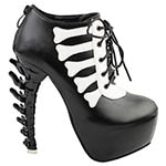 Two Tone Lace Up High-top Skull Bone Platform Ankle Boot