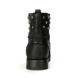 Men's Genuine  Cowhide Leather Motorcycle Boots Skull Detail Design