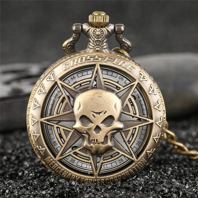 Pocket Watch Skull Stars Skeleton Pendant Time Piece