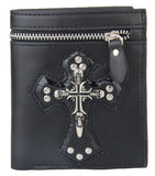 Skull Cross Men's Genuine Leather Short Slim Wallet