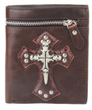 Skull Cross Men's Genuine Leather Short Slim Wallet