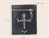 Skull Cross Men's Genuine Leather Short Slim Wallet