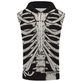 Skull Sleeveless Hoodie Sweatshirt Vest
