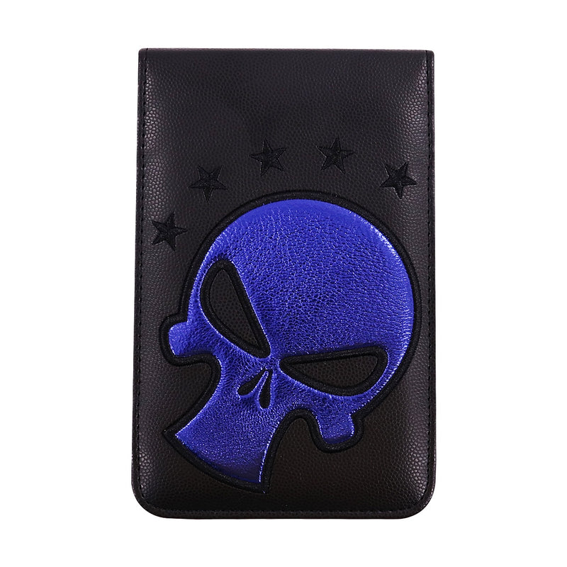 Craftsman Blue/Red Skull Leather Golf Scorecard / Yardage Book Holder Cover 6.3"x 4"