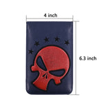 Craftsman Blue/Red Skull Leather Golf Scorecard / Yardage Book Holder Cover 6.3"x 4"