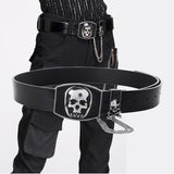 Skull Head Metal Pu Leather Men Belt