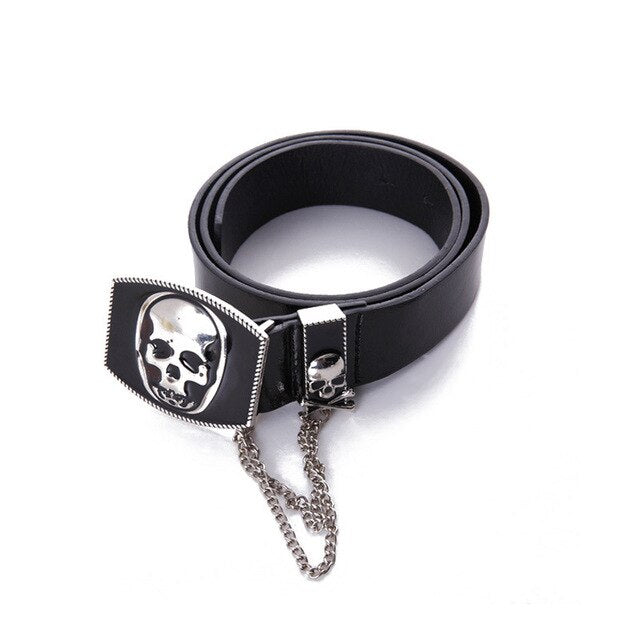 Skull Head Metal Pu Leather Men Belt