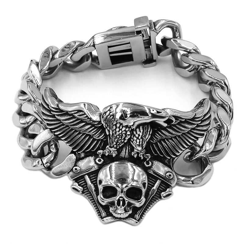 Engine Skull Eagle Bracelet Stainless Steel