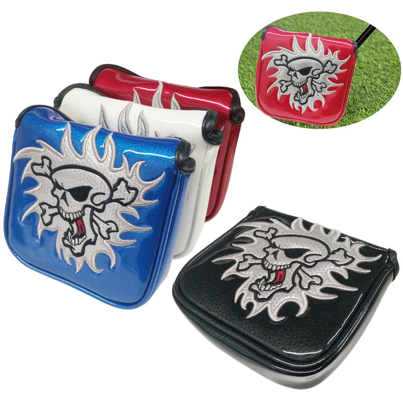 Golf Putter Cover Magnetic Closure Skull PU Waterproof