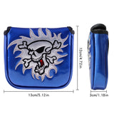 Golf Putter Cover Magnetic Closure Skull PU Waterproof