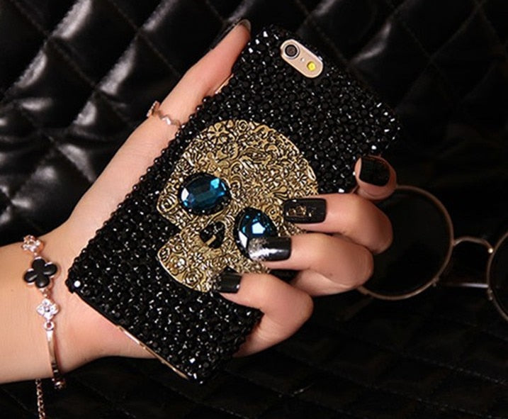 Metal Saphire Eye Diamond Skull Case Cover For IPhone 6 7 8 plus pro 11 for Samsung Galaxy Note10+Plus S8 S9 S10