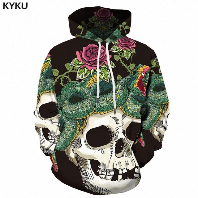 Streetwear Mens Skull & Rose's Hoodie