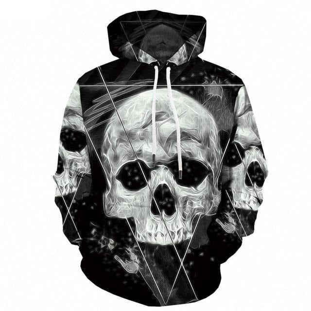 Streetwear Mens 3D Skull Hoodie