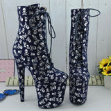 Skull Print 20CM / 8inches Pole Dancing High Heel Platform Boots