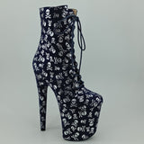 Skull Print 20CM / 8inches Pole Dancing High Heel Platform Boots