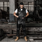 Men's Pig Skull Leather Jacket Vest