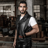 Men's Pig Skull Leather Jacket Vest