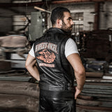 Men's Pig Skull Leather Jacket Vest