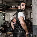 Men's Pig Skull Leather Jacket Vest
