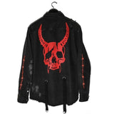 Gothic Demon Skull Black Denim Jacket