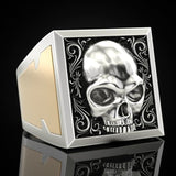 Stylish and Uniquely Designed Two-tone Punk Skull Ring Secret Compartment Men's Gift Ring Drawer Ring Coffin Ring Boutique Ring