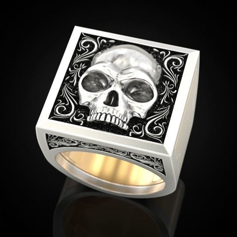 Stylish and Uniquely Designed Two-tone Punk Skull Ring Secret Compartment Men's Gift Ring Drawer Ring Coffin Ring Boutique Ring