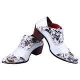 Men's Skull Punk White Pointed Ankle Boots
