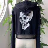 Skull Print Mesh Women's Hoodie