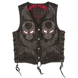Motorcycle Leather Vest 100% Genuine Cowhide  Waistcoat