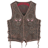 Motorcycle Leather Vest 100% Genuine Cowhide  Waistcoat
