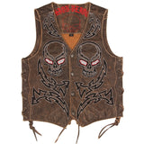 Motorcycle Leather Vest 100% Genuine Cowhide  Waistcoat