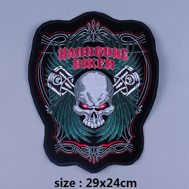 Skull Biker Patch Large Embroidered Patches For Clothing Punk