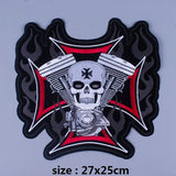 Skull Biker Patch  Large Iron On Skull Patches