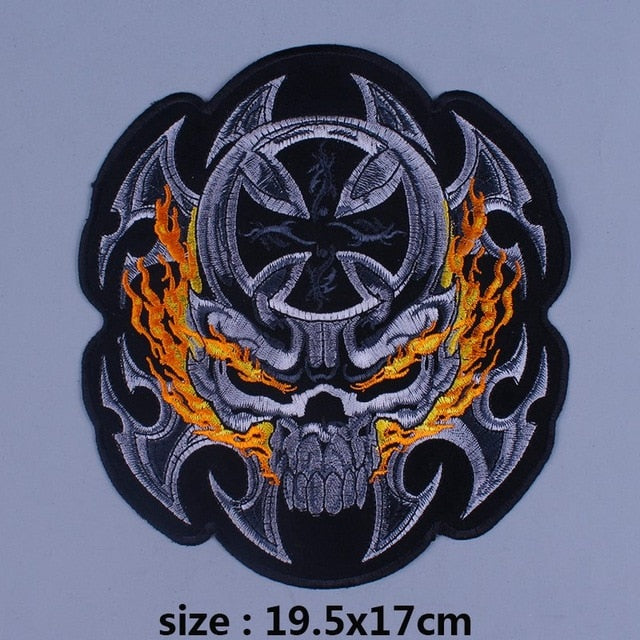 Skull Biker Patch Large Iron On Skull Patches – Skulls Expo