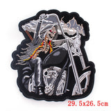 Skull Biker Patch  Large Iron On Skull Patches
