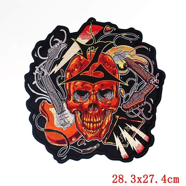 Punk Biker Patch Iron On Embroidery Patches On Clothes Big Pacthes