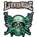 Skull Biker Patch  Large Iron On Skull Patches