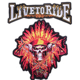 Skull Biker Patch  Large Iron On Skull Patches