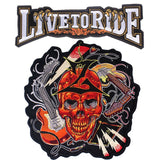 Skull Biker Patch  Large Iron On Skull Patches