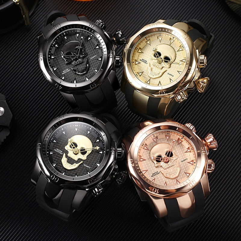 Men's Skull 3d Ghost Large Cool Dial Watches Colorful Laser - Temu