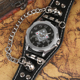 Bullet Chain Wrist Watch Skull Cuff with Steampunk Bracelet