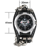 Bullet Chain Wrist Watch Skull Cuff with Steampunk Bracelet