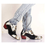 Men's Skull Punk White Pointed Ankle Boots
