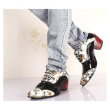 Men's Skull Punk White Pointed Ankle Boots