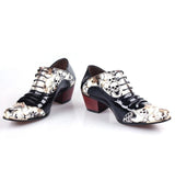 Men's Skull Punk White Pointed Ankle Boots