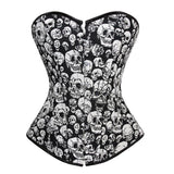 Women's Gothic Skull Printed Boned Lace up Corset Bustier Plus Size S-6XL