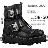 Men's Unique Genuine Leather Ankle Motorcycle Military Combat Boots
