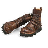 Men's Unique Genuine Leather Ankle Motorcycle Military Combat Boots