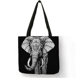 Black Tattoo Print Tote Bags Skull  Bulldog Design