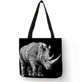 Black Tattoo Print Tote Bags Skull  Bulldog Design